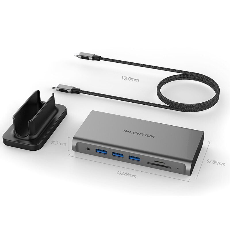 LENTION 10 in 1 Long Cable USB C Docking desk Station