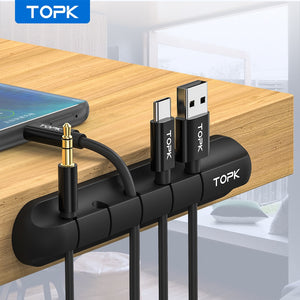 TOPK L16 Cable Organizer Silicone USB Cable Winder Desktop